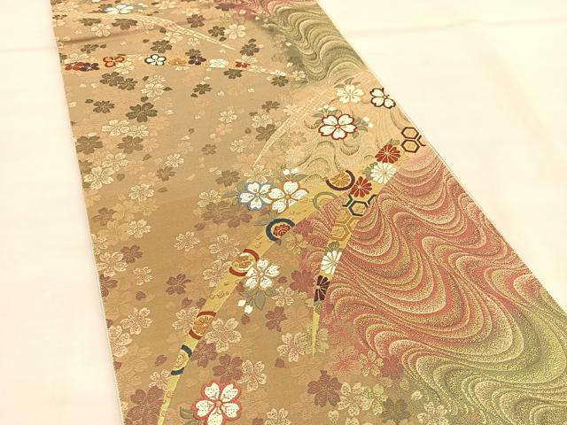 平和屋着物◎六通柄袋帯 唐織 吹雪小袖 金糸 鈴乃屋扱い 正絹 逸品 BAAU0894hv