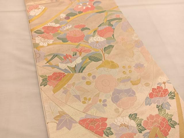 平和屋着物◎六通柄袋帯 唐織 辻が花 金糸 正絹 逸品 BAAU0896hv