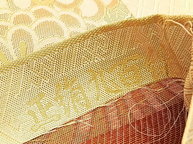 平和屋着物◎宝秀本佐賀錦 六通柄袋帯 扇面宝尽くし花文 九百錦 金糸 正絹 逸品 BAAU0898hv