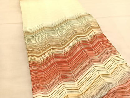 平和屋着物◎太鼓柄袋帯　霞文　正絹　逸品　未使用　BAAU0899hv