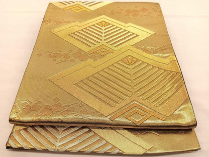 平和屋着物◎六通柄袋帯 箔散らし若松文 金銀糸 正絹 逸品 BAAU0908hv