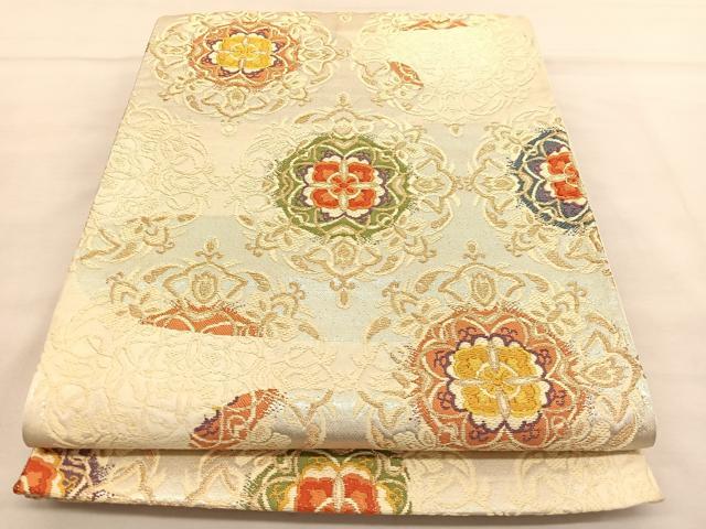 平和屋着物◎六通柄袋帯 唐織 正倉院花文 金糸 正絹 逸品 BAAU0911hv