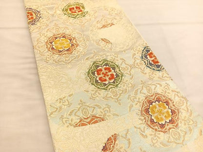 平和屋着物◎六通柄袋帯 唐織 正倉院花文 金糸 正絹 逸品 BAAU0911hv