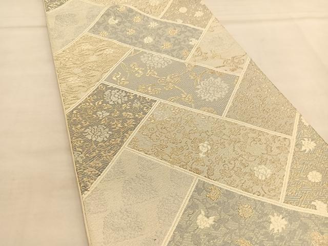 平和屋着物◎六通柄袋帯 網代花唐草文 銀糸 正絹 逸品 BAAU0958hv