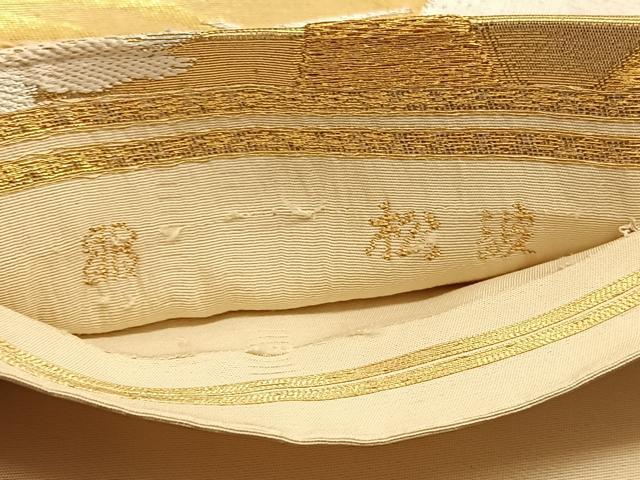 平和屋着物◎西陣　服部織物謹製　六通柄袋帯　松波　金銀糸　正絹　逸品　BAAU0978hv
