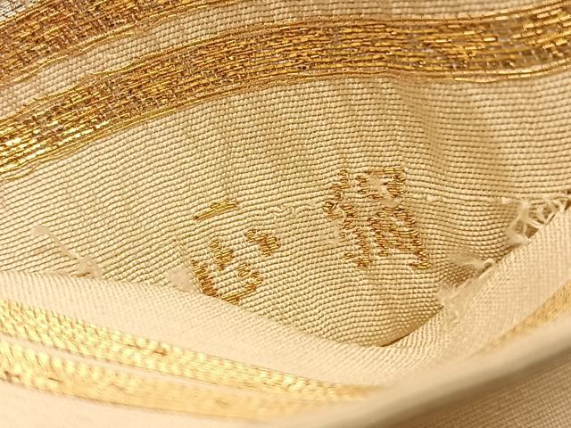 平和屋着物◎西陣　服部織物謹製　六通柄袋帯　松波　金銀糸　正絹　逸品　BAAU0978hv
