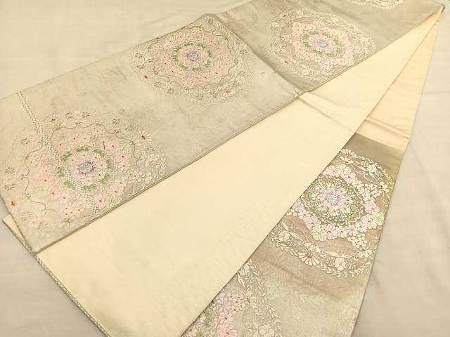 平和屋着物◎六通柄袋帯　唐織　花丸文　金銀糸　正絹　逸品　BAAU0986hv