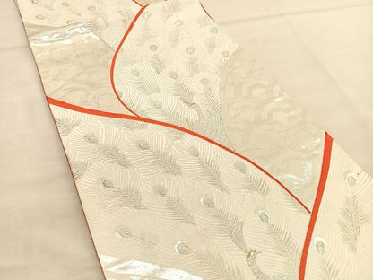 平和屋着物◎六通柄袋帯 唐織 瑞鶴 金銀糸 正絹 逸品 BAAU1002hv