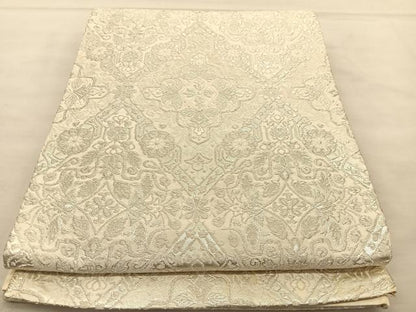 平和屋着物◎六通柄袋帯 花菱文 銀糸 正絹 逸品 BAAU1016hv