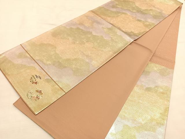 平和屋着物◎六通柄袋帯 加賀浪漫 ワンポイント 花丸文 金糸 正絹 逸品 BAAU1018hv