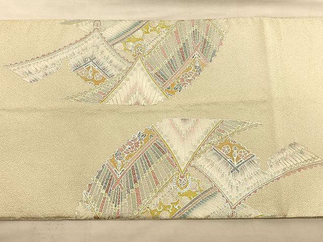 平和屋着物◎太鼓柄袋帯 綴れ 飾花文 金銀彩 正絹 逸品 BAAU1021hv