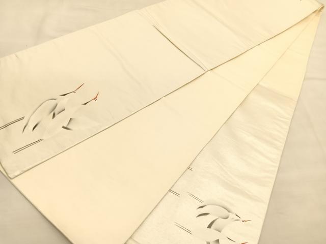 平和屋着物◎太鼓柄袋帯 群鶴 引箔 正絹 逸品 BAAU1031hv