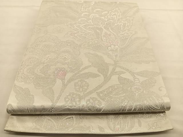 平和屋着物◎六通柄袋帯 王朝華文 プラチナ箔 九百錦 正絹 逸品 BAAU1034hv