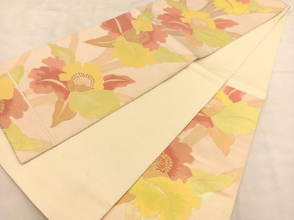 平和屋着物◎六通柄袋帯 カトレア 金糸 正絹 逸品 BAAU1037hv
