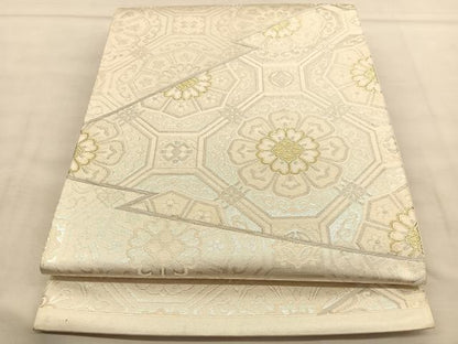 平和屋着物◎六通柄袋帯 唐織 松皮菱花文 金銀糸 正絹 逸品 BAAU1052hv