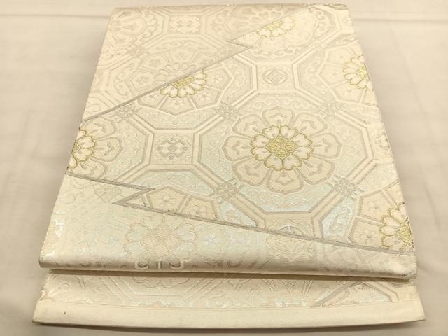 平和屋着物◎六通柄袋帯 唐織 松皮菱花文 金銀糸 正絹 逸品 BAAU1052hv