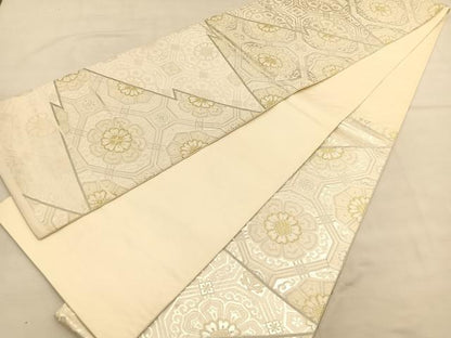 平和屋着物◎六通柄袋帯 唐織 松皮菱花文 金銀糸 正絹 逸品 BAAU1052hv