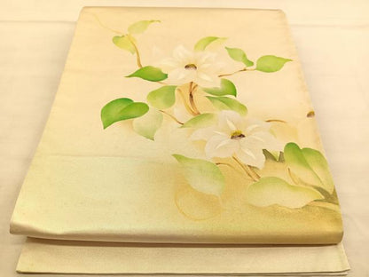 平和屋着物◎太鼓柄袋帯 枝花文 引箔 正絹 逸品 BAAU1062hv