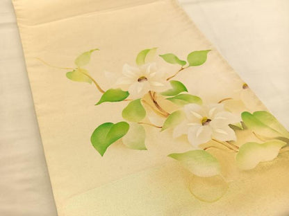 平和屋着物◎太鼓柄袋帯 枝花文 引箔 正絹 逸品 BAAU1062hv