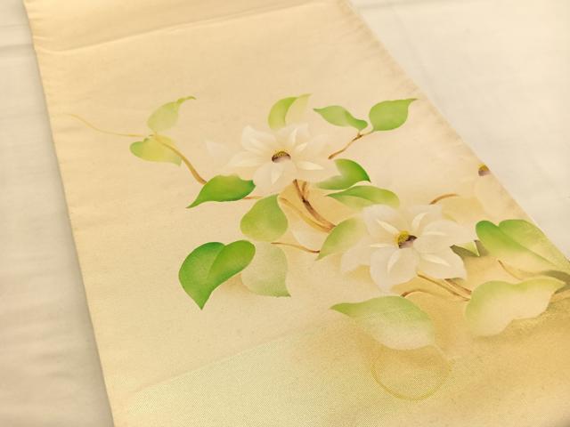 平和屋着物◎太鼓柄袋帯 枝花文 引箔 正絹 逸品 BAAU1062hv