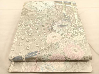 平和屋着物◎六通柄袋帯 唐織 秀華萬寿プラチナ箔 正絹 逸品 BAAU1084hv