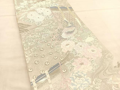 平和屋着物◎六通柄袋帯 唐織 秀華萬寿プラチナ箔 正絹 逸品 BAAU1084hv
