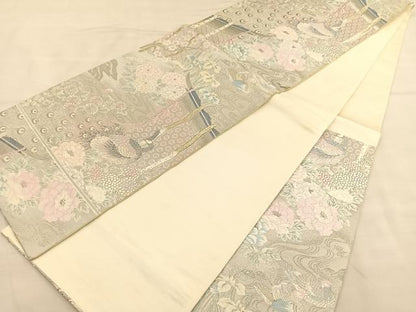 平和屋着物◎六通柄袋帯 唐織 秀華萬寿プラチナ箔 正絹 逸品 BAAU1084hv