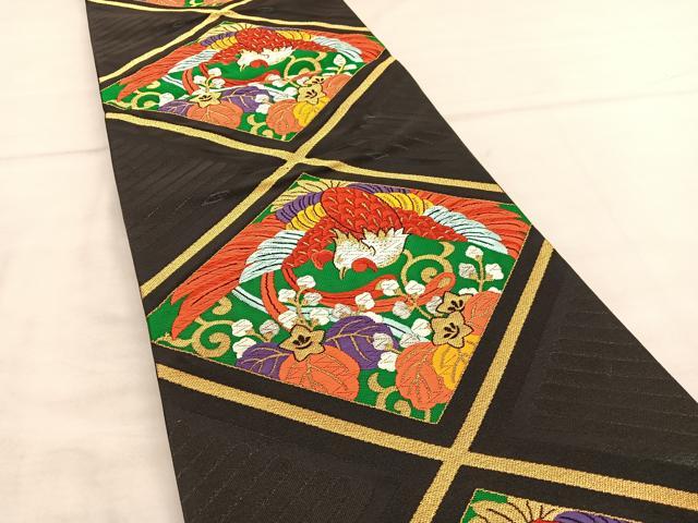 平和屋着物◎西陣 六通柄袋帯 唐織 鳳凰桐菱文 金銀糸 証紙付き 正絹 逸品 BAAU1086hv
