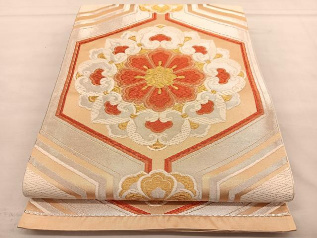 平和屋着物◎六通柄袋帯 唐織 亀甲花文 金銀糸 正絹 逸品 BAAU1097hv