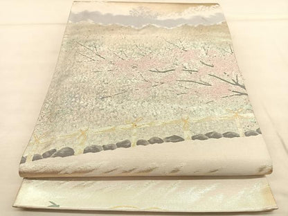 平和屋着物◎六通柄袋帯 景勝の美 銀彩箔 正絹 逸品 BAAU1102hv
