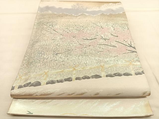 平和屋着物◎六通柄袋帯 景勝の美 銀彩箔 正絹 逸品 BAAU1102hv