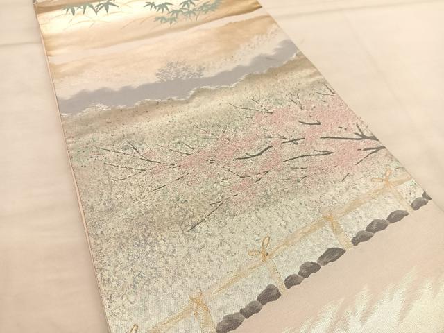 平和屋着物◎六通柄袋帯 景勝の美 銀彩箔 正絹 逸品 BAAU1102hv