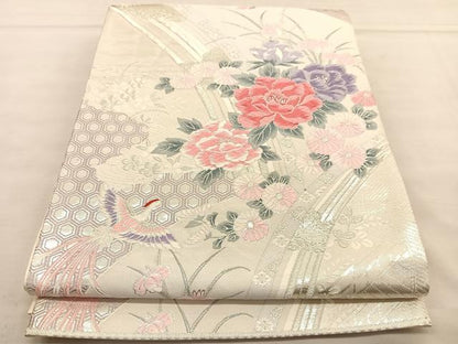 平和屋着物◎六通柄袋帯 唐織 鳳凰花文 金糸 正絹 逸品 BAAU1105hv