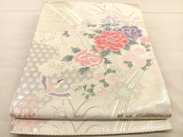 平和屋着物◎六通柄袋帯 唐織 鳳凰花文 金糸 正絹 逸品 BAAU1105hv