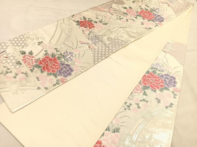 平和屋着物◎六通柄袋帯 唐織 鳳凰花文 金糸 正絹 逸品 BAAU1105hv