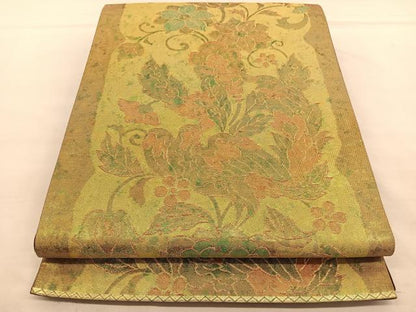 平和屋着物◎六通柄袋帯 花喰い鳳凰 金糸 正絹 逸品 BAAU1127hv