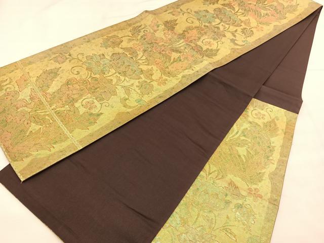 平和屋着物◎六通柄袋帯 花喰い鳳凰 金糸 正絹 逸品 BAAU1127hv