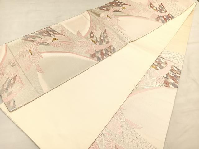 平和屋着物◎六通柄袋帯 孔雀 金銀糸 正絹 逸品 BAAU1144hv