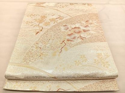 平和屋着物◎六通柄袋帯 地紙椿花文 金銀糸 正絹 逸品 BAAU1145hv