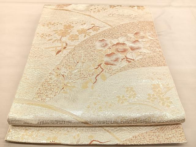 平和屋着物◎六通柄袋帯 地紙椿花文 金銀糸 正絹 逸品 BAAU1145hv