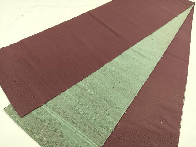平和屋着物◎両面　全通柄　京袋帯　紬地　暗紅色　正絹　逸品　BAAU1160hv