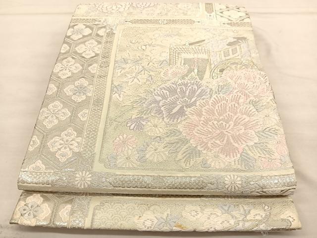 平和屋着物◎六通柄袋帯 唐織 御所天井文様 金銀糸 正絹 逸品 BAAU1192hv