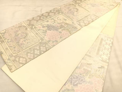 平和屋着物◎六通柄袋帯 唐織 御所天井文様 金銀糸 正絹 逸品 BAAU1192hv