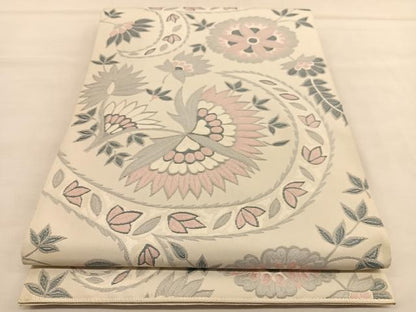 平和屋着物◎六通柄 本袋帯 更紗花文 正絹 逸品 BAAU1238hv
