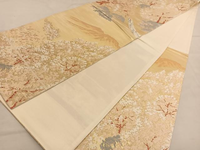 平和屋着物◎六通柄袋帯 唐織 風景文 金糸 正絹 逸品 BAAU1239hv
