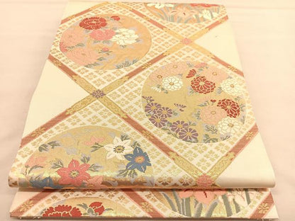 平和屋着物◎六通柄 本袋帯 唐織 作家物 百院の天井絵 金糸 正絹 逸品 BAAU1240hv