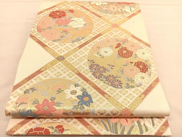 平和屋着物◎六通柄 本袋帯 唐織 作家物 百院の天井絵 金糸 正絹 逸品 BAAU1240hv