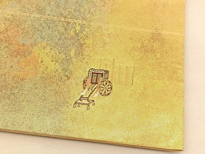 平和屋着物◎太鼓柄袋帯　唐織　花籠文　金糸　引箔　正絹　逸品　BAAU1262hv