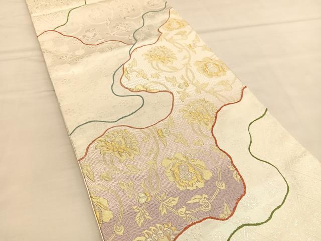 平和屋着物◎六通柄袋帯 唐織 道長花唐草文 金銀糸 正絹 逸品 BAAU1264hv