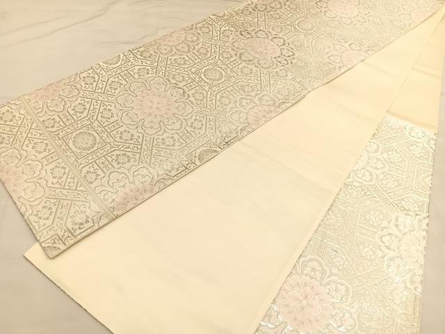 平和屋着物◎六通柄袋帯　唐織　蜀江花文　銀糸　正絹　逸品　BAAU1307hv